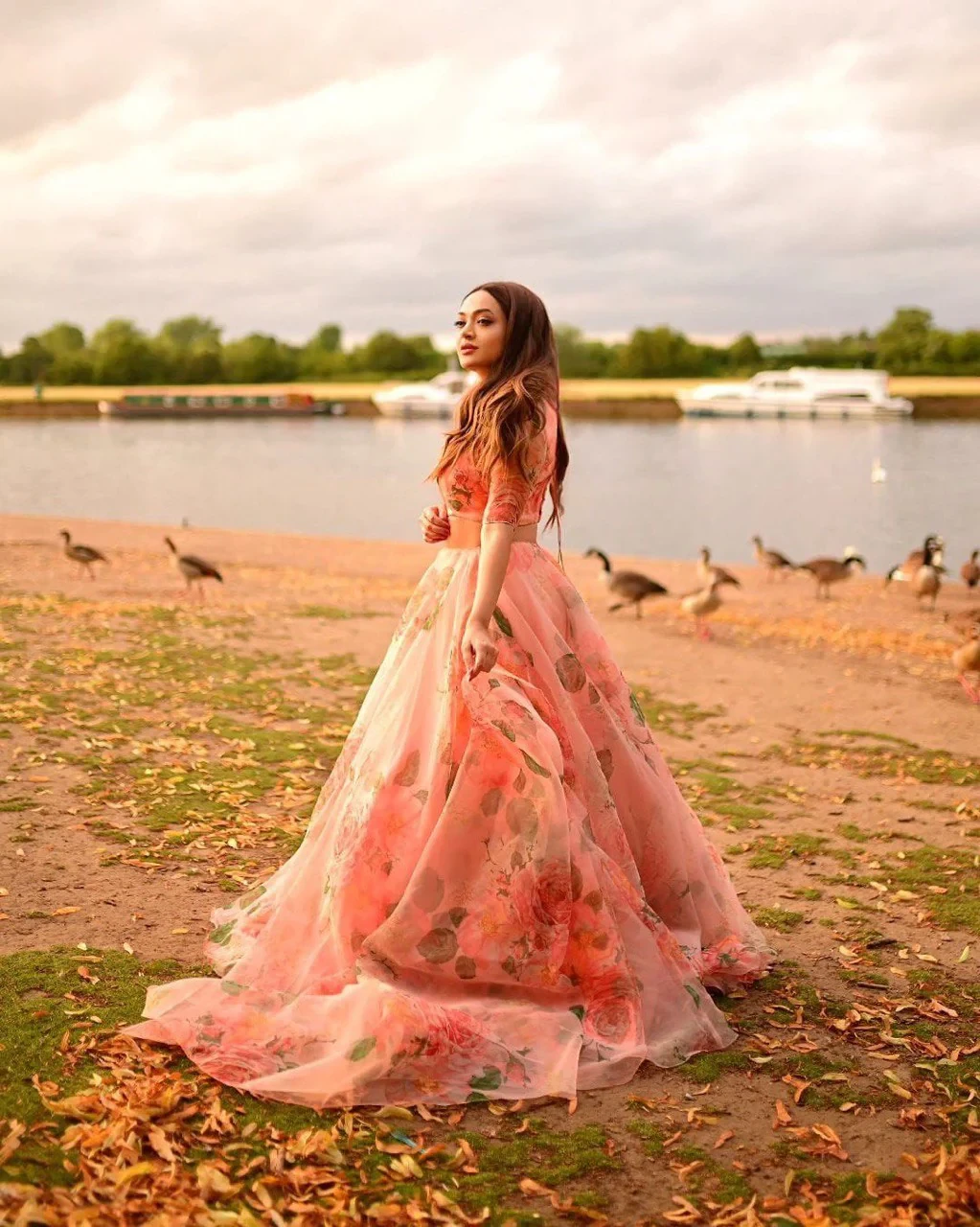 Beautiful Floral Printed Organza Silk Lehenga Choli