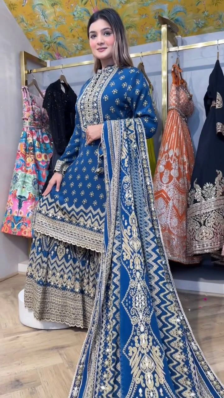 Party Wear Look Beautiful Top And Bottom With Dupatta